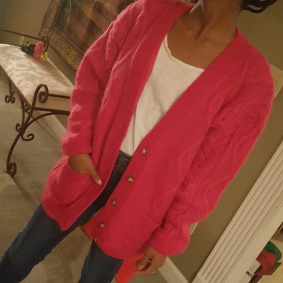 Siba Sweaters - NWOT Oversized Chunky Pink Cardigan!
